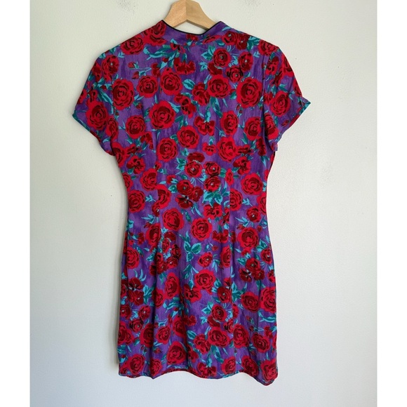 Zara • Roses Dress with Frog Buttons Japanese Floral Print - Picture 6 of 8